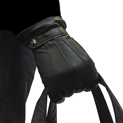 Vista 4 de MODA Mr Chicago - Guantes de cuero genuino para hombre con función de pantalla táctil para teléfonos inteligentes