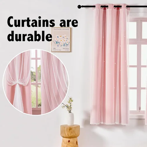 Vista 5 de indistar Home Cortinas opacas de doble capa con ojales sólidos en la parte superior, par de paneles de cortinas para ventana, 35 pulgadas de ancho x
