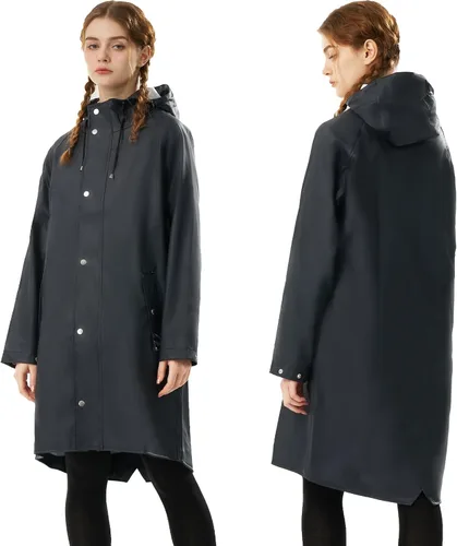 Vista 2 de Chubasquero para mujer, impermeable, con capucha, abrigo de senderismo, ligero, rompevientos, gabardina