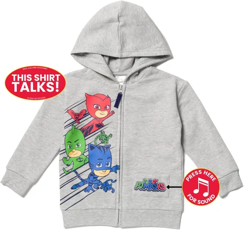 Vista 3 de PJ Masks Gekko Owlette Catboy Fleece Zip Up Hoodie with Singing Sound Chip Toddler to Big Kid