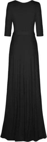 Vista 2 de Bon Rosy maxi vestido ceñido de mangas 34 y escote en V, liso, para mujer.