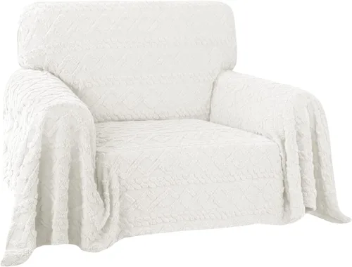 Vista 9 de Easy-Going Funda de Sofá para Silla de 80 x 102 Pulgadas Feliz Navidad, Funda de Terciopelo Jacquard para Sofá de 1 Cojín, Fundas Seccionales