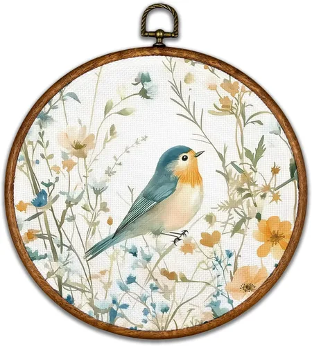 Vista 22 de KSDUT Arte de Pared con Pájaros - Chinoiserie Neutral Arte de Pared Moderno de Mediados de Siglo Marco de Lienzo Colgante Impresiones, Paisaje