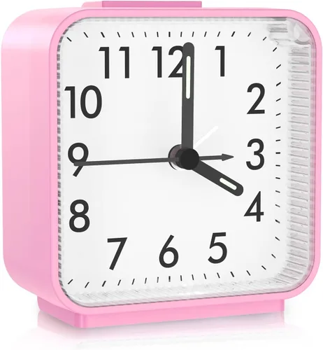 Vista 9 de Reloj despertador analógico, reloj de noche alimentado por batería, reloj de viaje silencioso sin tictac con luz nocturna, repetición, fácil
