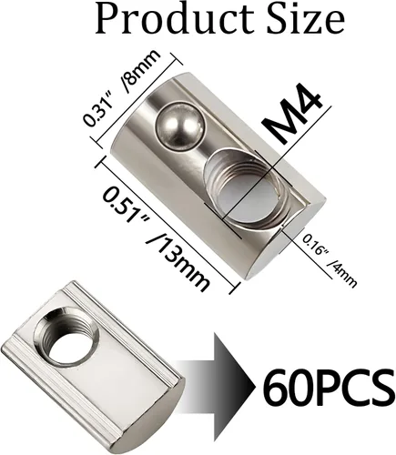 Vista 7 de 60 unids M4 Spring T Nut Rolling Ball Cargando para Perfil de Extrusión de Aluminio Impresora 3D Máquina Industria Accesorios