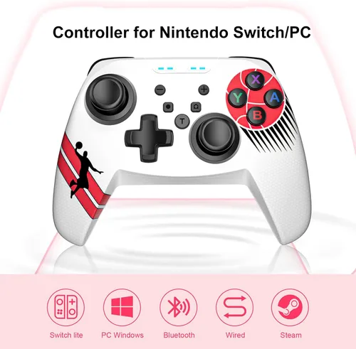 Vista 2 de Wireless Controller for Nintendo SwitchLiteSwitch OLED, Gaming Pro Controller Compatible PC with Wake-Up, Wireless Gamepad with 6-Axis Gyroscope