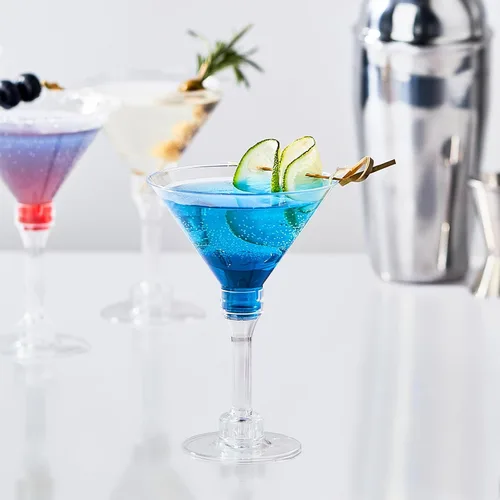 Vista 4 de TOFLEN Paquete de 40 vasos de Martini de plástico de 5 onzas, desechables, mini tazas altas de cóctel de plástico para margarita, perfectos