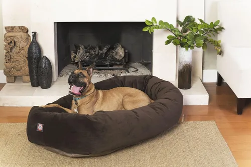 Vista 8 de Majestic Pet Cama para Perros de 52 Pulgadas de Ante Calmante Lavable 52x35x11 (Pulgadas) – Acogedora Cama Redonda para Perros con Forma de Dona