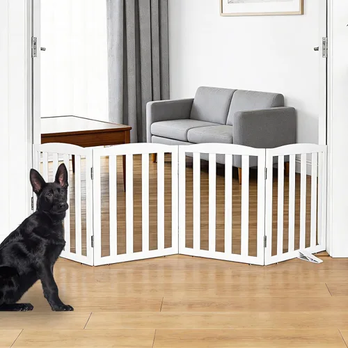 Vista 25 de Puerta Independiente para Perros para Interiores, Puerta para Perros Plegable, Puertas para Mascotas para Entradas, Escaleras o Pasillos, Puerta