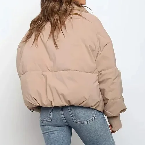 Vista 5 de Oggfader Chaqueta acolchada de invierno para mujer, manga larga, abrigo cálido, chaquetas acolchadas a la moda