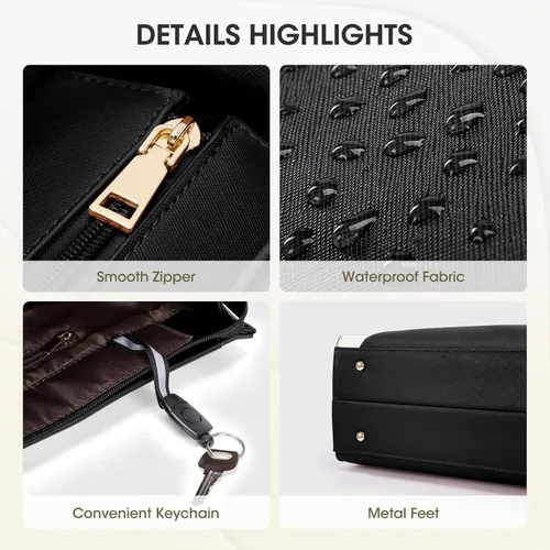 Vista 7 de RAINSMORE Bolsa de mano para laptop para mujer, 15.6 pulgadas, bolsas de trabajo grandes para mujeres, impermeables, para negocios, oficina