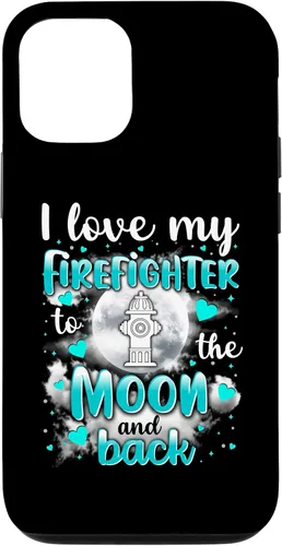 Vista 28 de Firefighter Wife I love my husband to the moon and back - Carcasa para iPhone 16