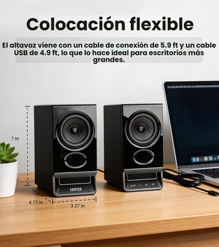 Vista 9 de Edifier Altavoces R20BT para computadora, controles táctiles, entradas AUX Negro