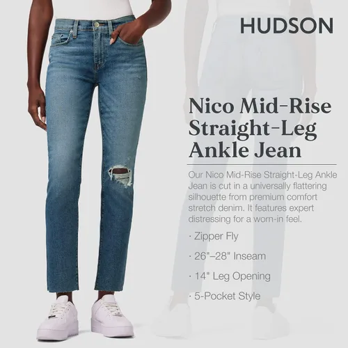Vista 2 de HUDSON Jeans Nico Mid Rise para mujer, rectos, tobilleros