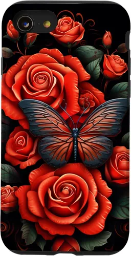 Vista 18 de Cute Butterfly Red Floral Flower Butterfly Rose Case for iPhone 17