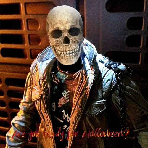 Vista 6 de Máscara aterradora de calavera de Halloween máscara realista de bocetos con mandíbula movible casco espeluznante de látex para adultos gris 125 x 75