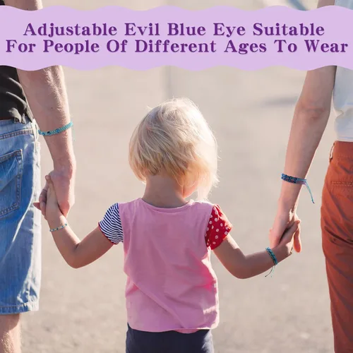 Vista 4 de Hicarer 8 pulseras de cuentas de mal de ojo ajustable azul contra el mal de ojo, pulseras de protección de la cábala, pulsera de amistad, tejida a