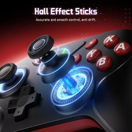 Vista 4 de [Switch 2/1/OLED Wireless Controller] Wireless Controller for Nintendo Switch 2/Switch/OLED, RGB 12 Color, Bluetooth Game Controller with Vibration