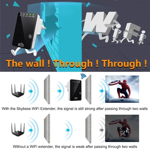 Vista 6 de Amplificador de señal WiFi de 300 Mbps, cubre hasta 4500 pies cuadrados y 45 dispositivos, amplificador de Internet repetidor WiFi con puerto