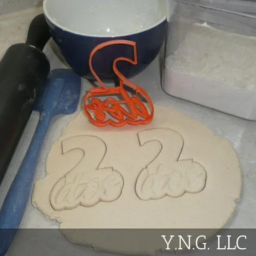 Vista 2 de NUMERO DOS 2 DOS CON PALABRA CORTADOR DE GALLETAS 3D IMPRESIDO EN USA PR4122