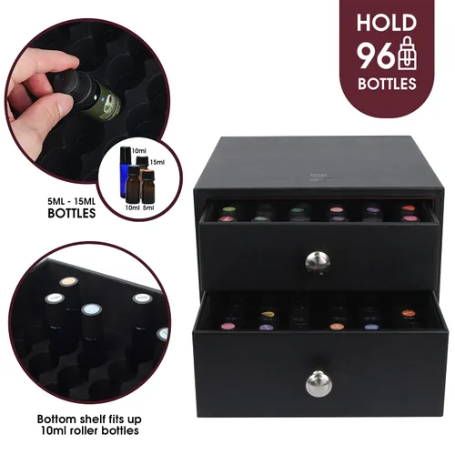 Vista 5 de J JACKCUBE DESIGN Caja organizadora de aceites esenciales, con capacidad para 96 botellas de aceites esenciales de 5 a 0.5 fl oz, botellas