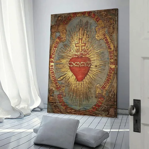 Vista 3 de ZHENNAN Póster en lienzo con diseño de corazón sagrado de Jesús (26), impresiones artísticas para colgar fotos para regalo, decoración del hogar