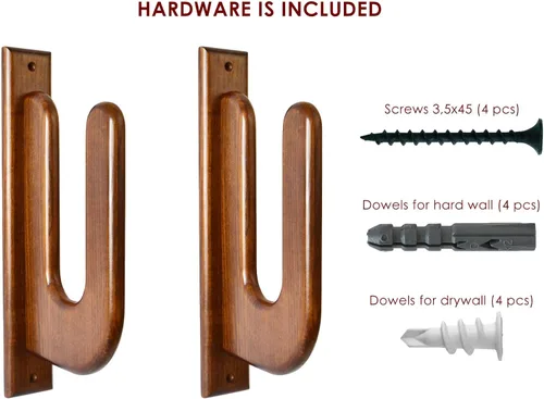 Vista 6 de TESLYAR Soporte de pared para tabla de surf, estante de madera para almacenamiento en pared, ganchos de madera maciza para tabla de surf, tabla