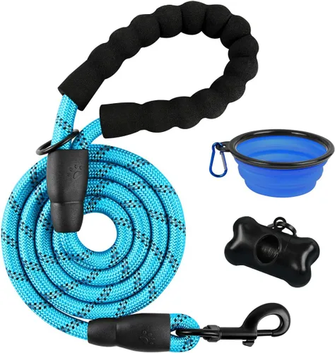 Vista 16 de BARKBAY - Correas para perros grandes, resistentes, de 4/5/6 pies, con cómoda asa acolchada y hilos altamente reflectantes para perros medianos