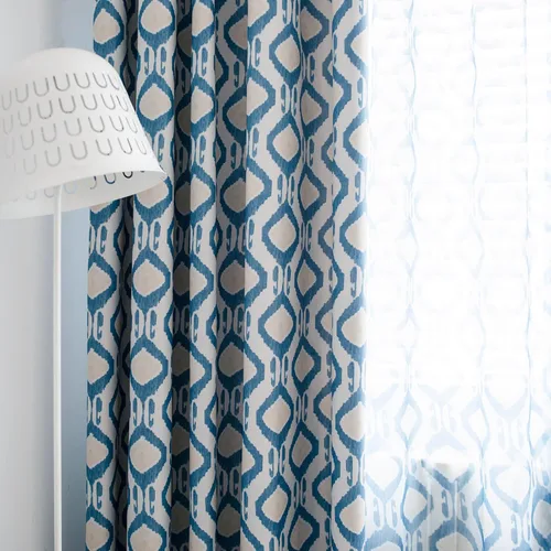 Vista 3 de Cortinas para oscurecer la habitación, cortinas modernas con ojales con estampado geométrico para granja, paneles de cortina divisores