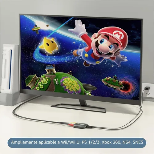 Vista 4 de Setuact Convertidor de AV a HDMI con cable HDMI, convertidor de RCA a HDMI para PS1, PS2, PS3, Xbox, N64, WII, SNES, VHS, VCR, reproductores de DVD