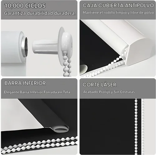 Vista 4 de Persianas enrollables opacas con cable, impermeables, de tela con aislamiento térmico, protección UV, fáciles de instalar para el hogar, oficina