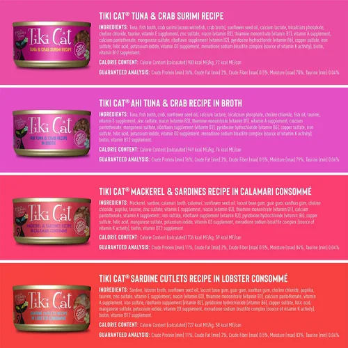Vista 3 de Tiki Cat Grill - Alimento húmedo para gatos, paquete variado, latas de 2.8 onzas (12 unidades)