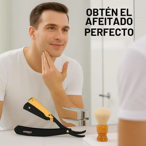 Vista 4 de OMWAH - Maquinilla de afeitar profesional de peluquería de borde recto (bloqueo de oscilación)