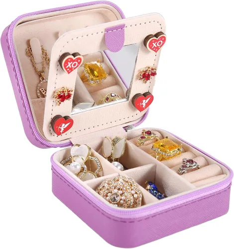 Vista 13 de KElofoN Estuche de viaje para joyas Caja de viaje para joyas Organizador de joyas de viaje Pequeño estuche organizador de joyas para niñas y mujeres