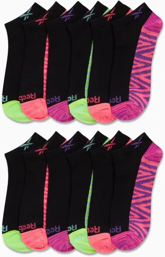 Vista 2 de Reebok Calcetines deportivos ligeros y cómodos de corte bajo para niñas (paquete de 12)