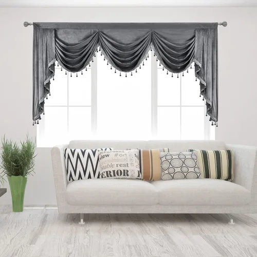 Vista 20 de Toppers Beige de Cortinas de Ventana para Sala de Estar - Cenefa de Cascada de Terciopelo para Dormitorio (1 Panel, 39 Pulgadas de Ancho, Marfil)