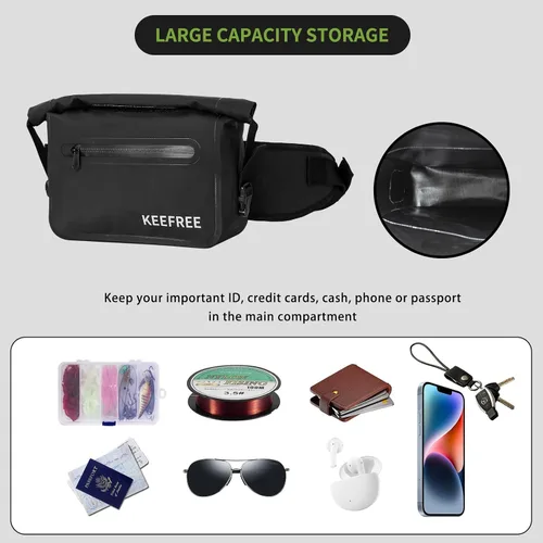 Vista 4 de Riñonera impermeable enrollable, cangurera de pesca con correa ajustable, bolsa de aparejos ligera multifuncional para deportes al aire libre