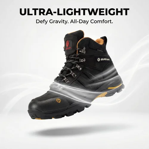 Vista 5 de SUREWAY Men's 6" Waterproof Work Boots - Soft Toe,Leather Lace Up,EH Rated, Slip Resistant Outsole for Construction, Roofing & Hunting Work Boots