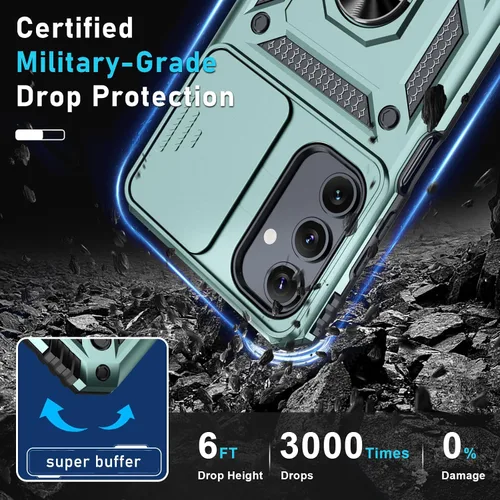 Vista 5 de Janmitta Compatible con Galaxy A15 5G Funda con Cubierta Deslizante Integrada para Lente de Cámara + Protector de Pantalla + Soporte de Anillo
