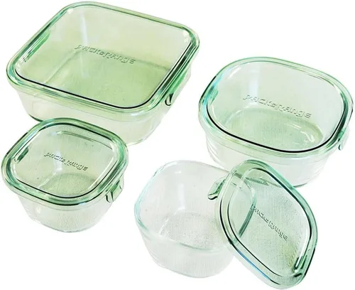 Vista 3 de iwaki PS-PRN-4G1 Heat Resistant Glass Storage Containers, Green, Set of 4, Pack & Range