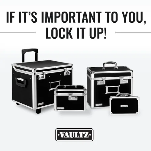 Vista 10 de Vaultz Caja de almacenamiento para discos de vinilo, soporte y organizador de 50 álbumes, gran alternativa a la caja de LP endeble, 14.4 x 13.4 x
