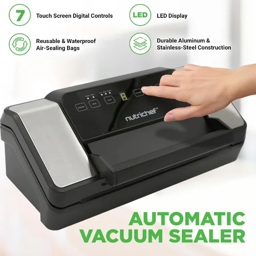 Vista 3 de NutriChef Selladora al vacío automática de alimentos con función de doble sellado, sistema eléctrico de sellado de aire para alimentos secos