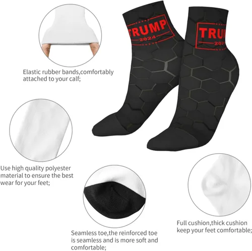 Vista 5 de GDJF Trump 2024 - Calcetines tobilleros de invierno de corte bajo, deportivos, cálidos, cómodos, transpirables, casuales, para hombres y mujeres