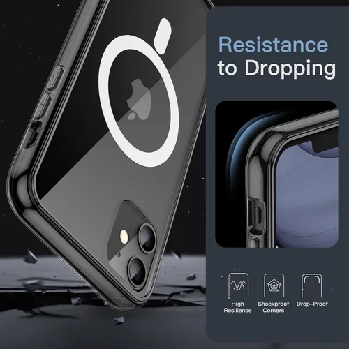 Vista 6 de JETech Funda magnética para iPhone 11 de 6.1 pulgadas, compatible con carga inalámbrica MagSafe, a prueba de golpes, parte trasera transparente