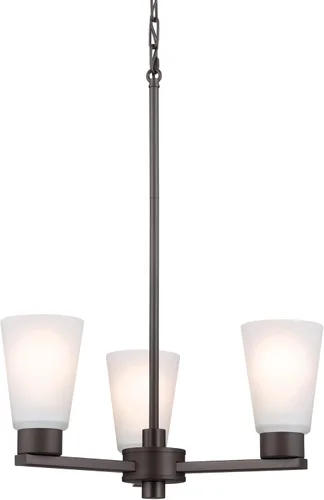 Vista 4 de Kichler Stamos - Candelabro de 3 luces, lámpara de techo moderna para sala de estar, comedor, dormitorio o vestíbulo, en bronce envejecido®