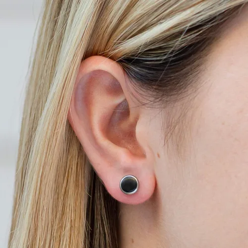 Vista 2 de Pendientes de madera orgánica para mujer Juego de pendientes con anillos de acero quirúrgico