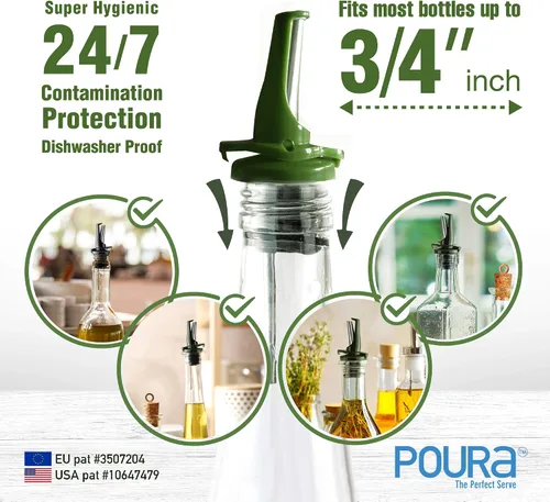 Vista 2 de Boquillas para botellas de aceite de oliva sin BPA, boquilla dispensadora de aceite de oliva a prueba de fugas con apertura y cierre higiénico