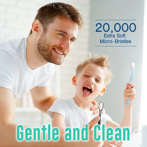 Vista 2 de Cepillo de dientes súper suave, cepillo de dientes nano, micro cepillo de dientes, 20000 cerdas, cepillo de dientes de encías, cepillo de dientes