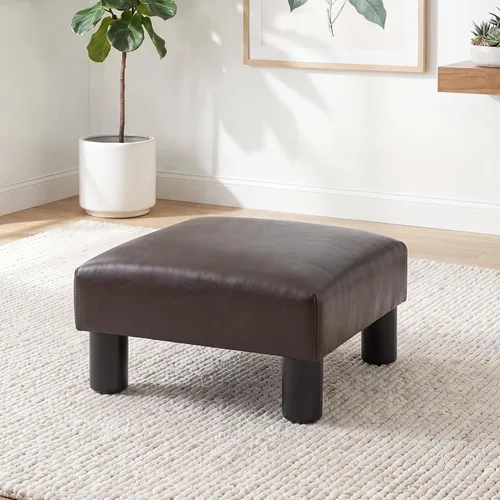 Vista 15 de Joveco Taburete pequeño otomano, reposapiés cuadrado tapizado de tela para sofá, debajo del escritorio, oficina, sala de estar, azul floral