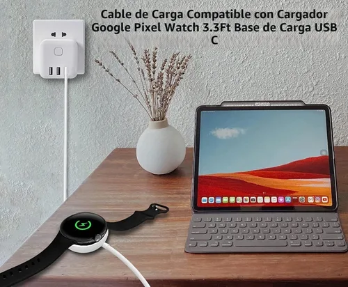Vista 13 de 2 cables de carga USB C para Google Pixel-Watch 1, soporte magnético de repuesto USB tipo C, para Google Pixel Smartwatch 1